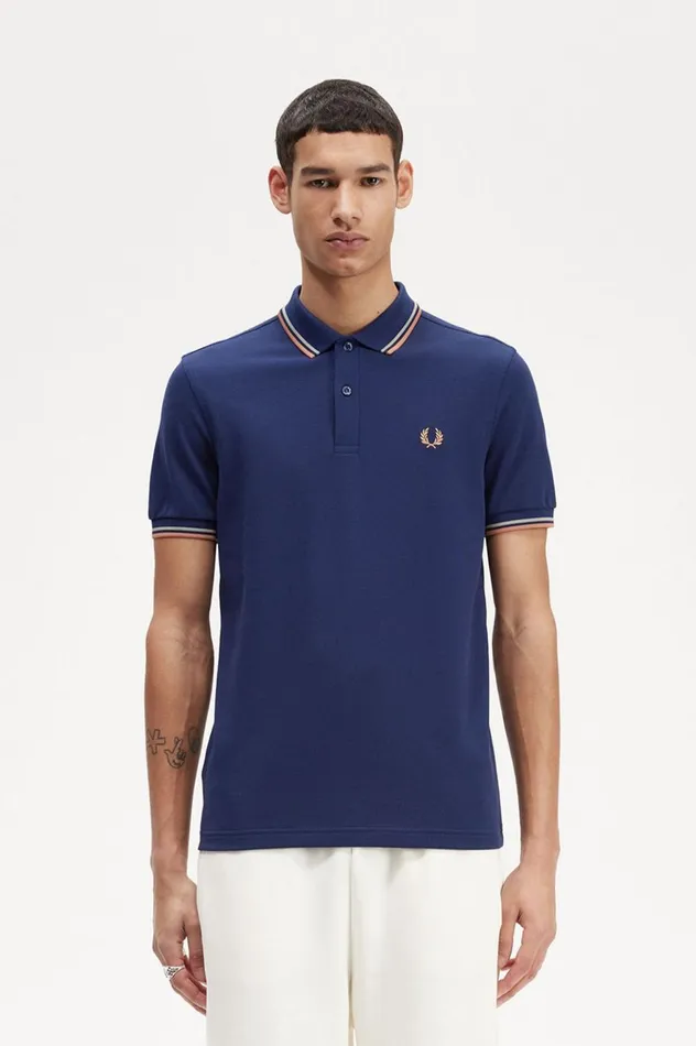 Men The ShirtM3600 French Navyseagrasslight Rust Fred Perry The Fred Perry Shirt
