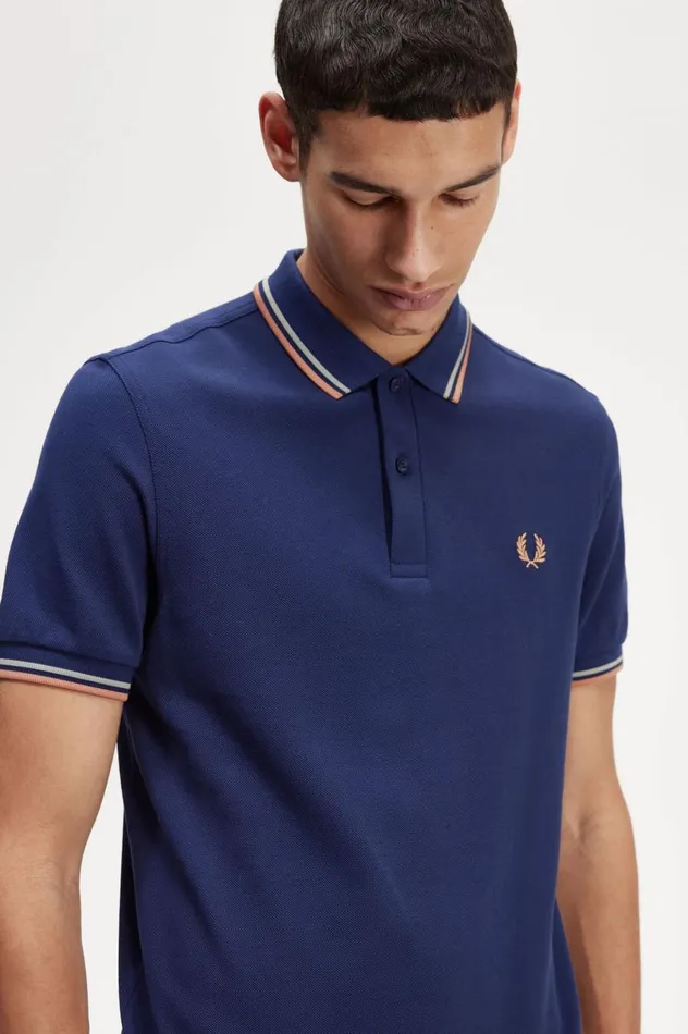 Men The ShirtM3600 French Navyseagrasslight Rust Fred Perry The Fred Perry Shirt