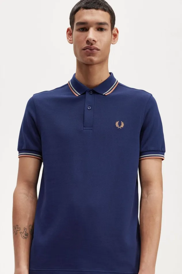 Men The ShirtM3600 French Navyseagrasslight Rust Fred Perry The Fred Perry Shirt