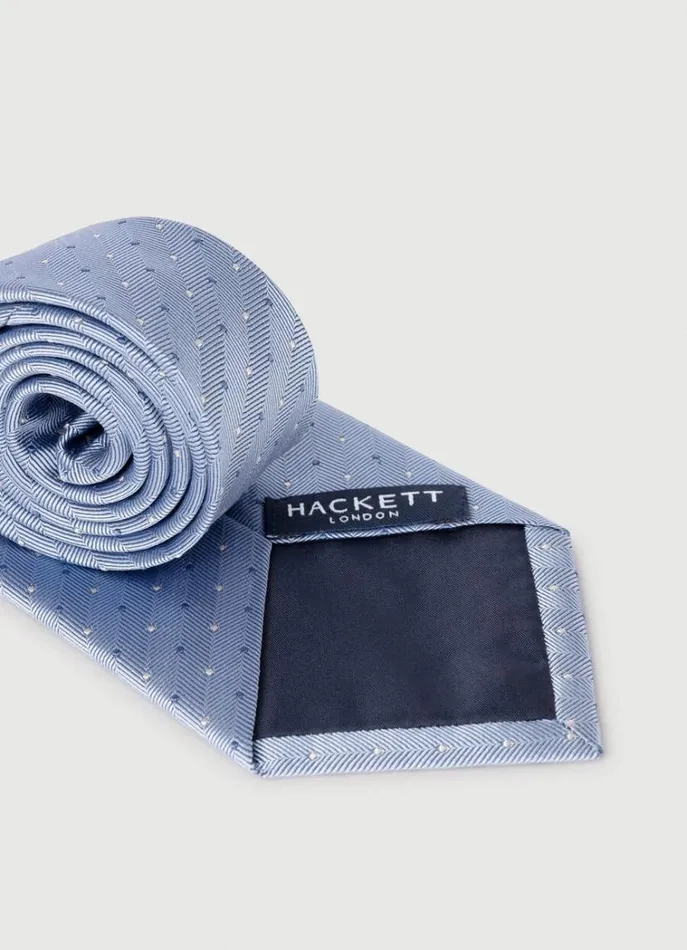 Men Ties and Pocket Squares Hackett London Polka Dot Silk Tie Blue
