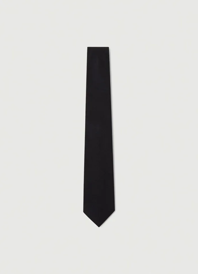 Men Ties and Pocket Squares Hackett London Solid Colour Silk Tie Black