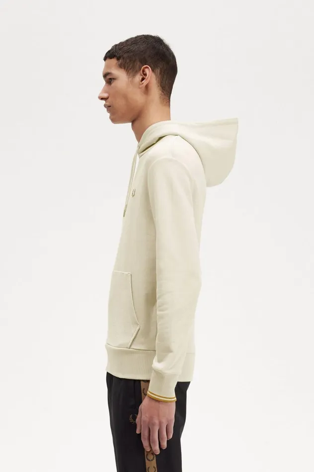 Men Tipped Hooded Sweatshirt Oatmeal Fred Perry Sweatshirts
