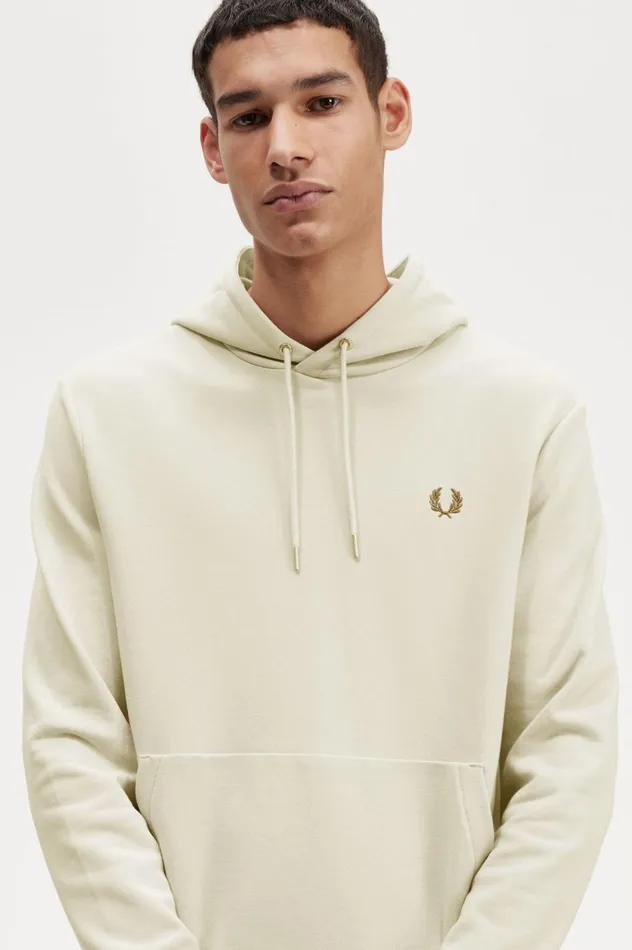 Men Tipped Hooded Sweatshirt Oatmeal Fred Perry Sweatshirts