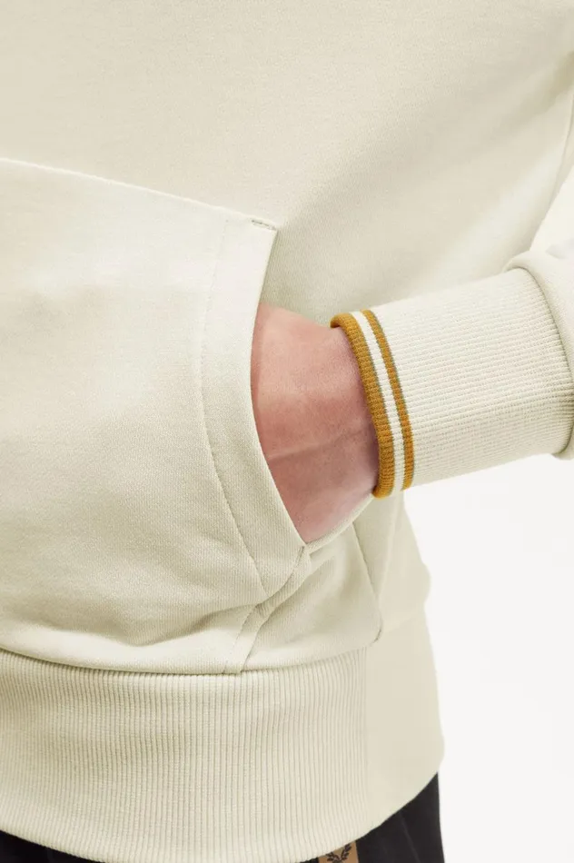 Men Tipped Hooded Sweatshirt Oatmeal Fred Perry Sweatshirts