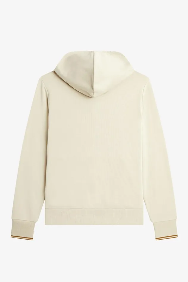 Men Tipped Hooded Sweatshirt Oatmeal Fred Perry Sweatshirts