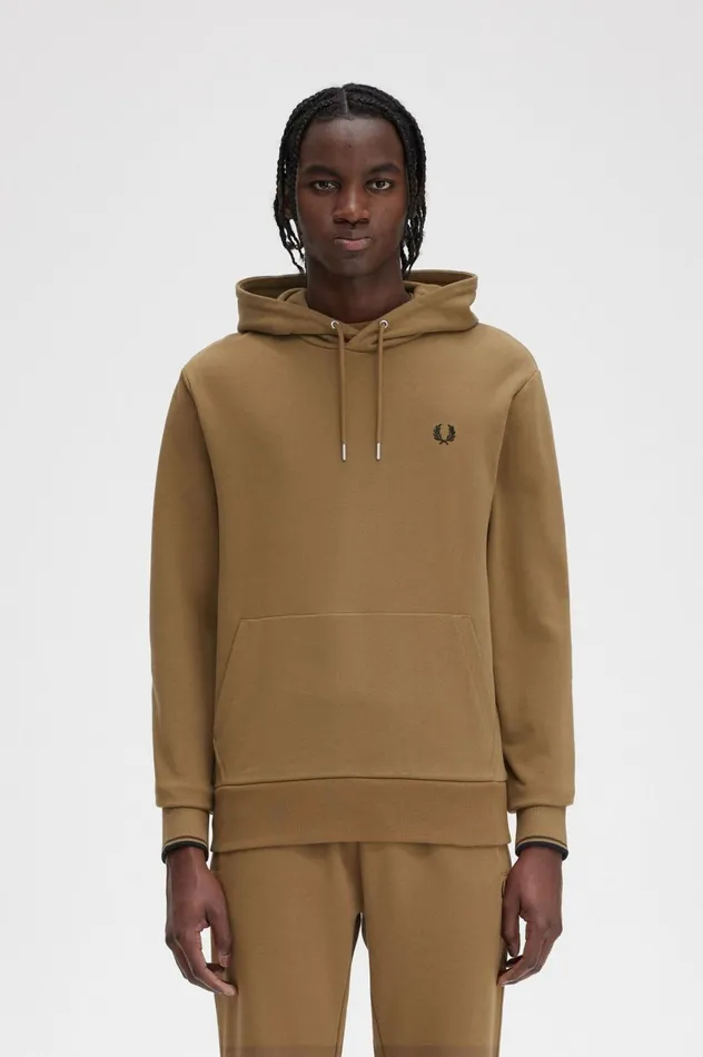 Men Tipped Hooded Sweatshirt Shaded Stoneburnt Tobacco Fred Perry Sweatshirts Men Tipped Hooded Sweatshirt Shaded Stoneburnt Tobacco Fred Perry Sweatshirts