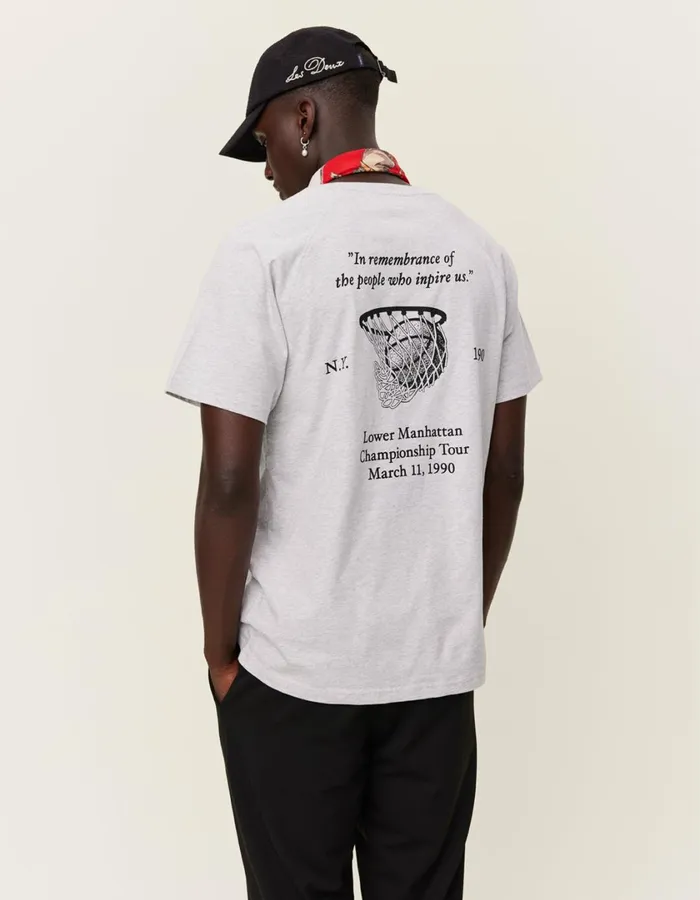 Men Tournament TShirt 8211 Snow MelangeBlack Les Deux Tshirts