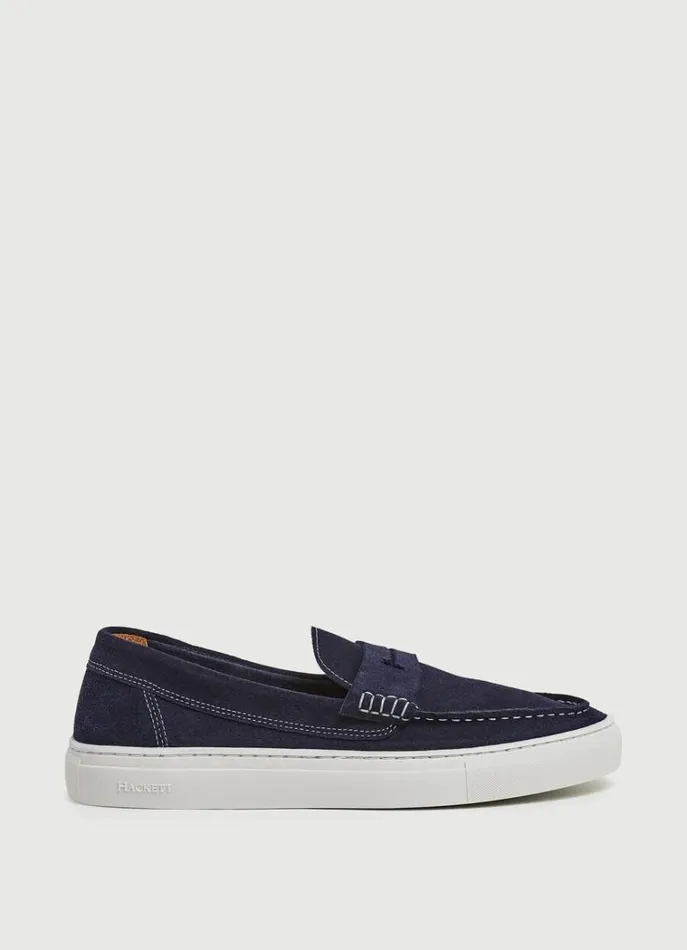 Men Trainers Hackett London Suede Hybrid Shoes Navy