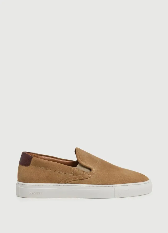 Men Trainers Hackett London Suede SlipOn Trainers Sand Beige
