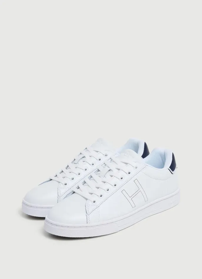 Men Trainers Hackett London TwoTone Leather Trainers White