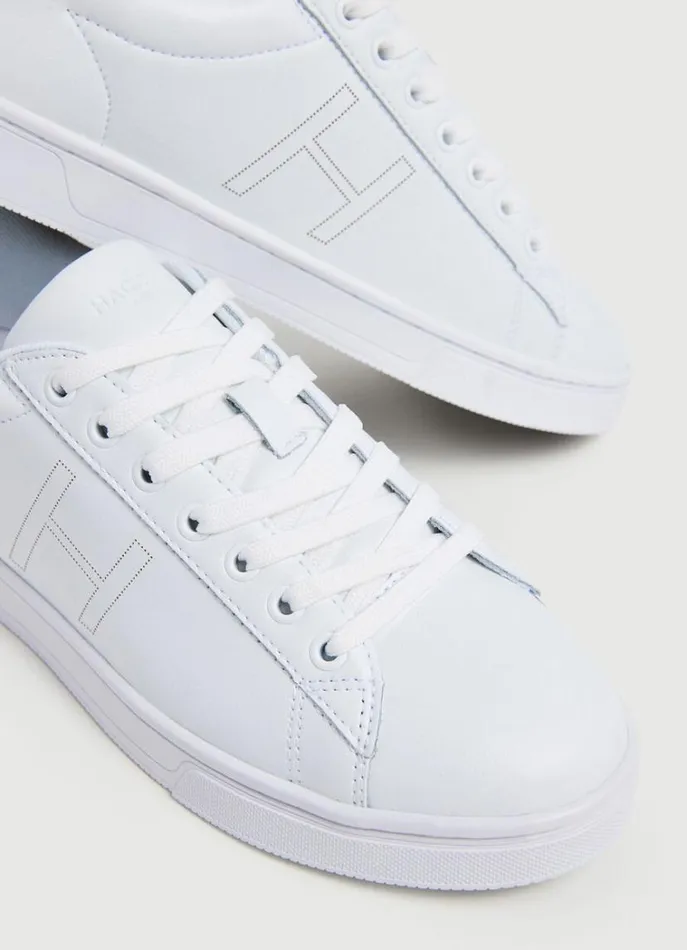 Men Trainers Hackett London TwoTone Leather Trainers White