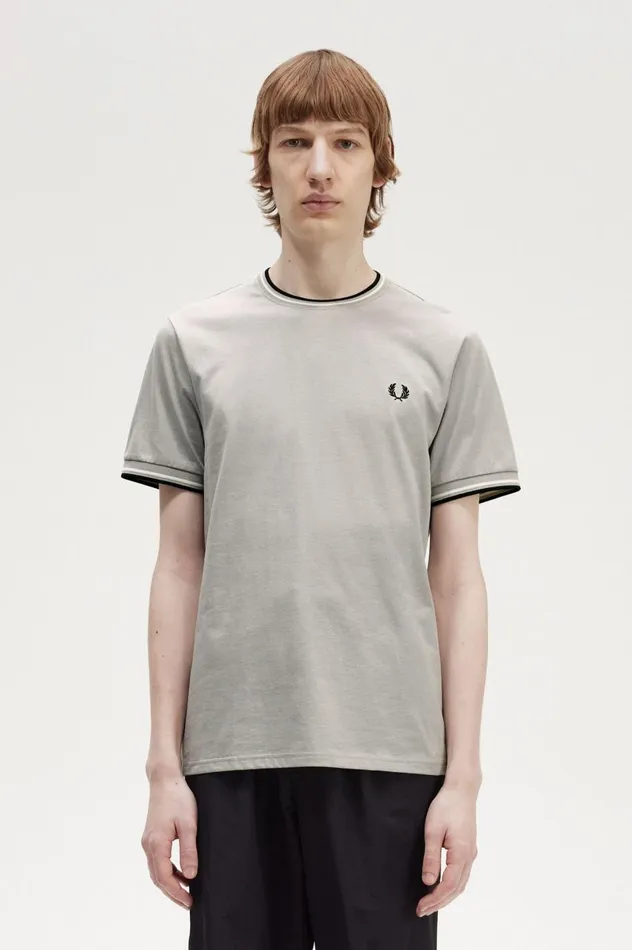 Men Twin Tipped TShirt Limestone Fred Perry TShirts