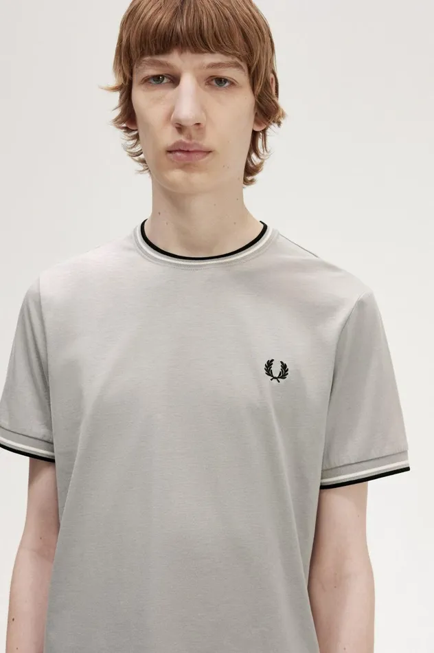 Men Twin Tipped TShirt Limestone Fred Perry TShirts