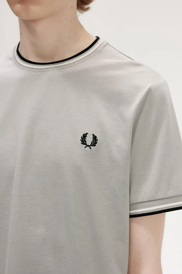 Men Twin Tipped TShirt Limestone Fred Perry TShirts