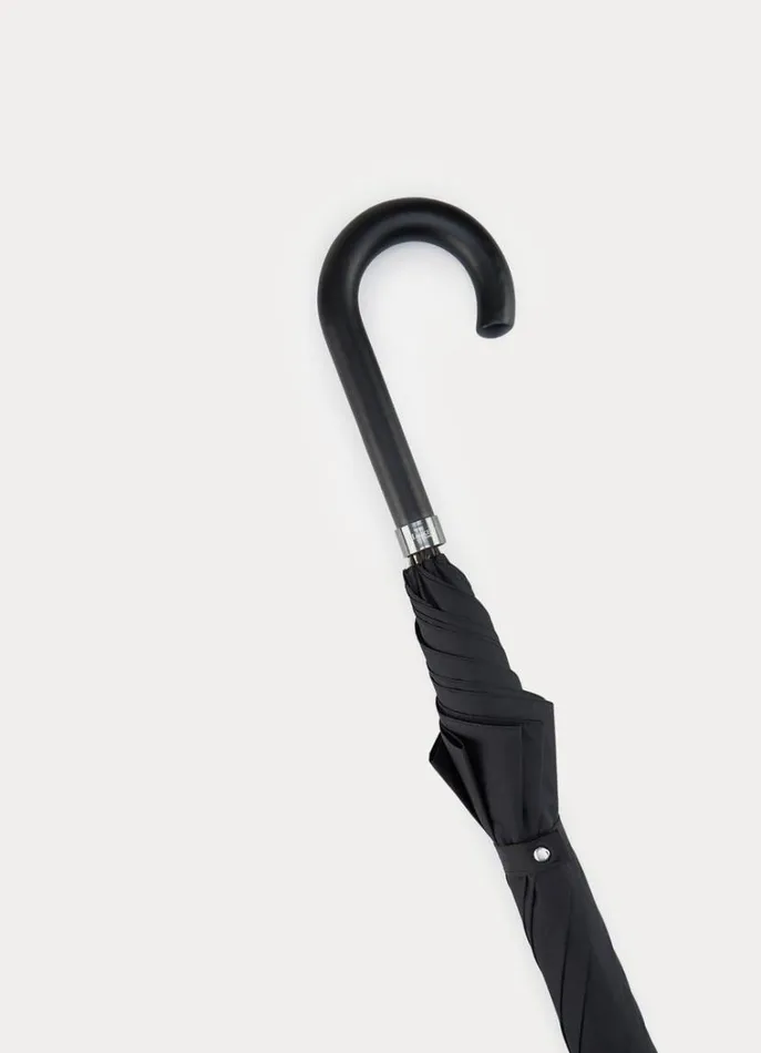 Men Umbrellas Hackett London Classic Umbrella With Wooden Handle Black Not Available