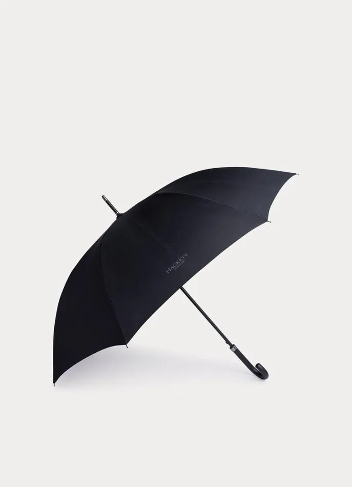 Men Umbrellas Hackett London Classic Umbrella With Wooden Handle Black Not Available