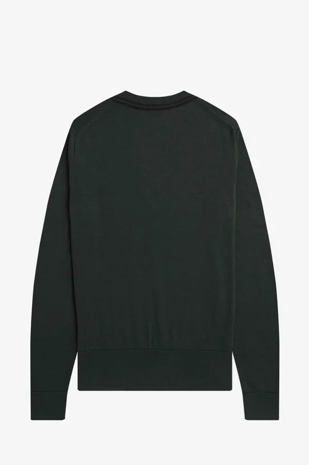 Men VNeck Jumper Night Green Fred Perry Knitwear