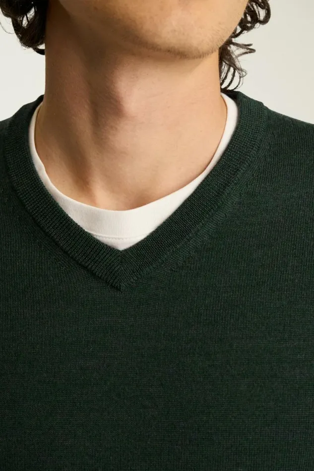 Men Washable Merino VNeck Sweater Heather Forest Green Bonobos Crew and VNeck Sweaters