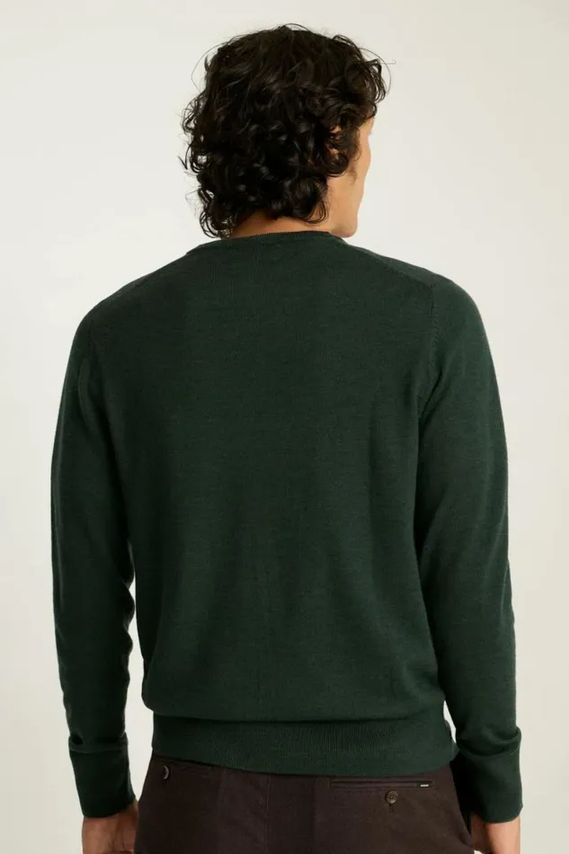 Men Washable Merino VNeck Sweater Heather Forest Green Bonobos Crew and VNeck Sweaters