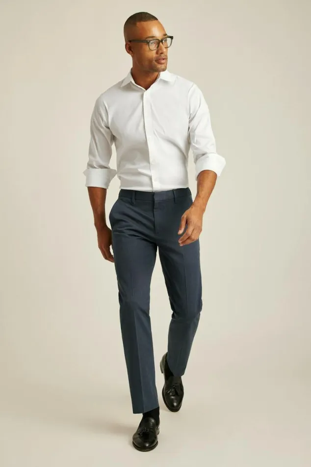 Men Weekday Warrior Dress Pants Monday Steel Blue Yarn Dye Bonobos Dress Pants