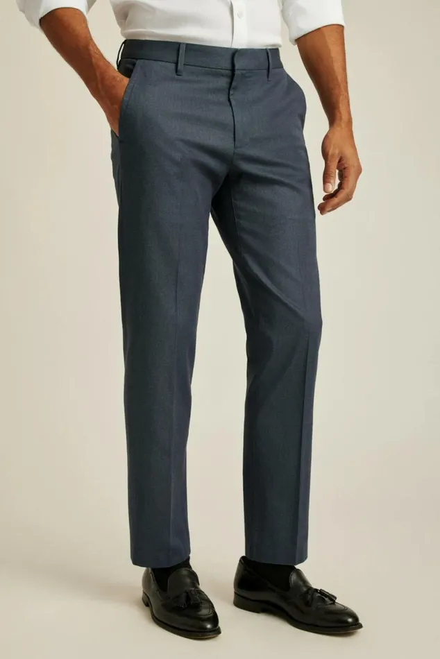 Men Weekday Warrior Dress Pants Monday Steel Blue Yarn Dye Bonobos Dress Pants