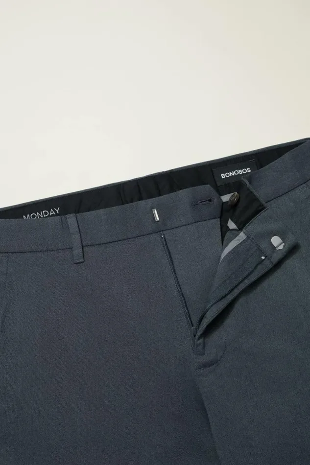 Men Weekday Warrior Dress Pants Monday Steel Blue Yarn Dye Bonobos Dress Pants