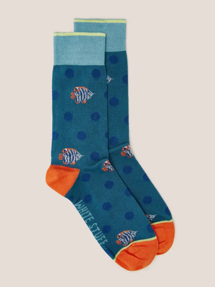 Men White Stuff Accessories Fish Spot Ankle Sock