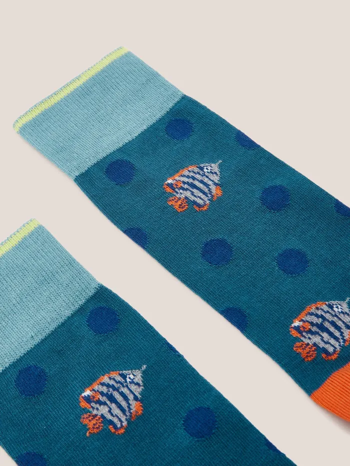 Men White Stuff Accessories Fish Spot Ankle Sock