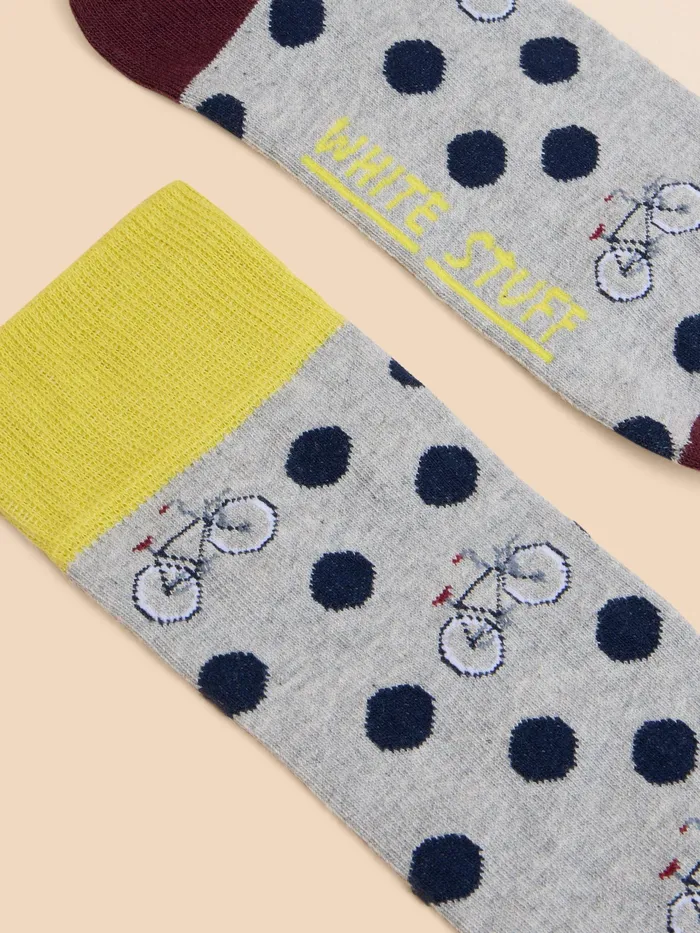 Men White Stuff Accessories Spot Bicycle Ankle Sock Men White Stuff Accessories Spot Bicycle Ankle Sock