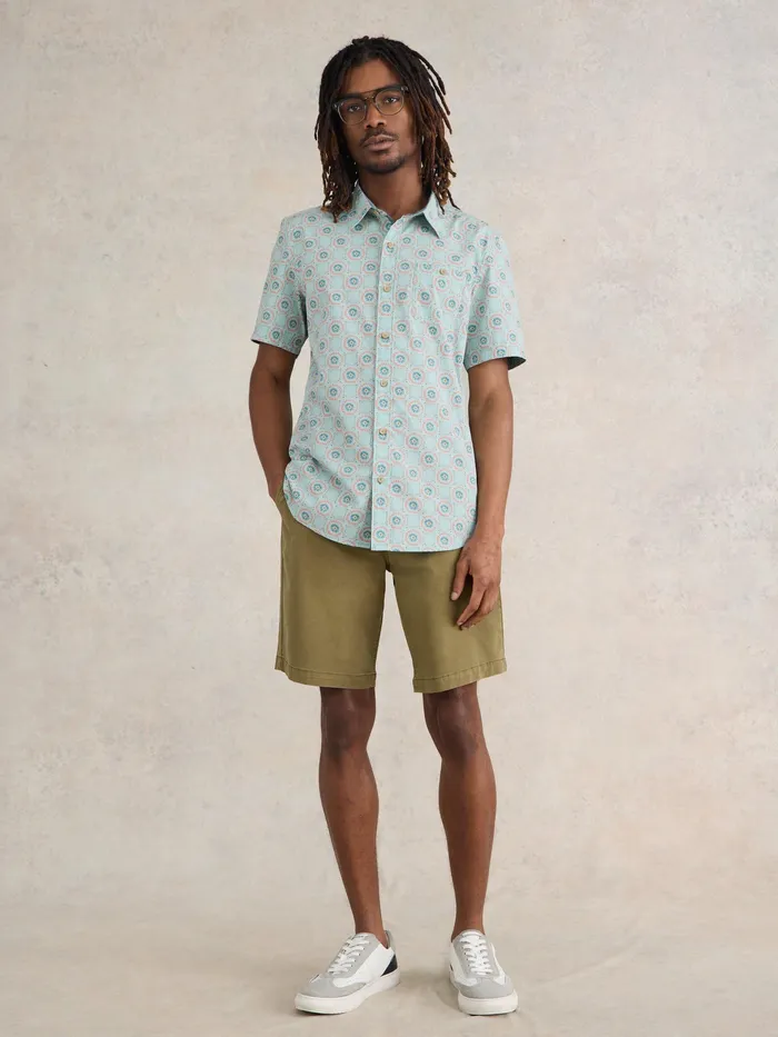 Men White Stuff Clothing Daisy Tile Printed SS Shirt Men White Stuff Clothing Daisy Tile Printed SS Shirt