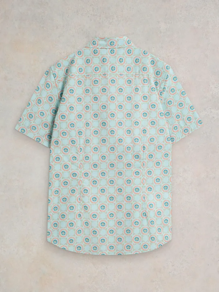 Men White Stuff Clothing Daisy Tile Printed SS Shirt Men White Stuff Clothing Daisy Tile Printed SS Shirt