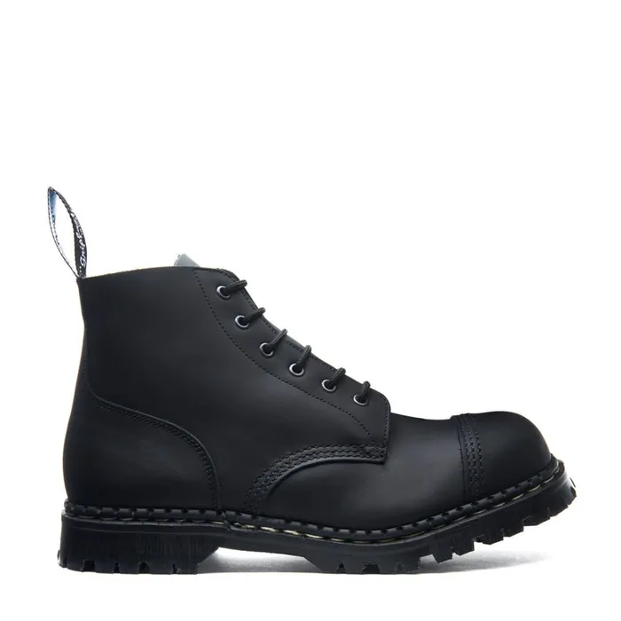 MenWomen Solovair Steel Toe Boots Black Greasy 6 Eye Steel Toe Derby Boot