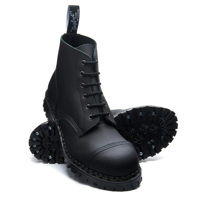 MenWomen Solovair Steel Toe Boots Black Greasy 6 Eye Steel Toe Derby Boot