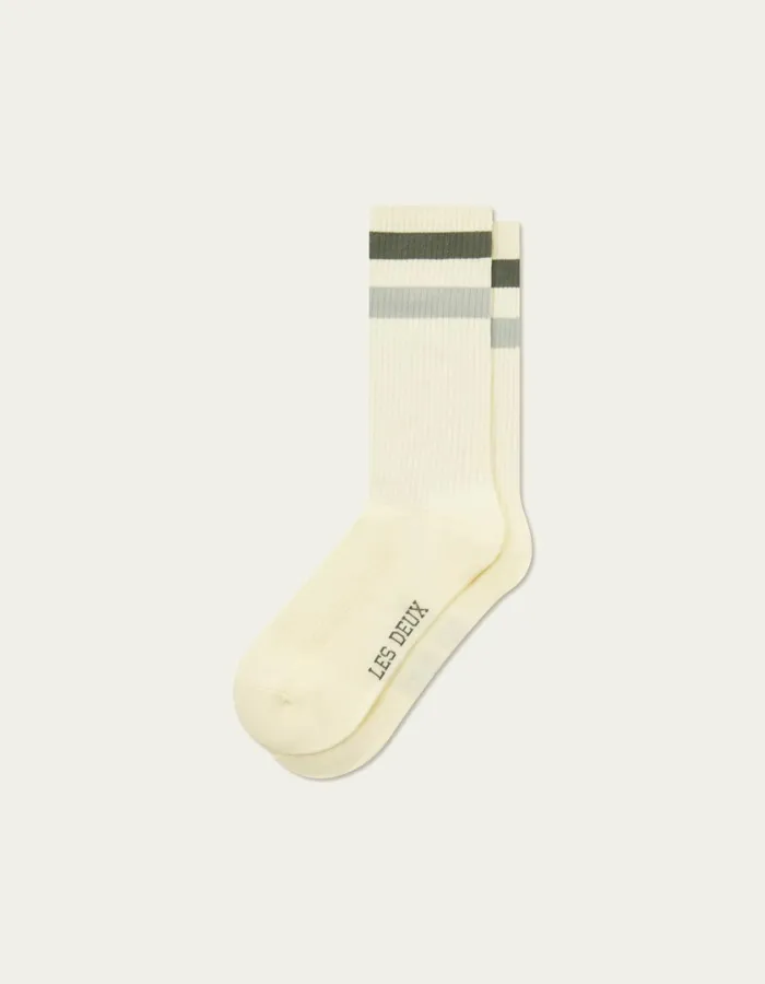 Men Woods Rib Stripe Socks 8211 2Pack 8211 Off WhiteChive Green Les Deux Underwear Men Woods Rib Stripe Socks 8211 2Pack 8211 Off WhiteChive Green Les Deux Underwear