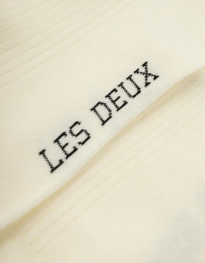 Men Woods Rib Stripe Socks 8211 2Pack 8211 Off WhiteChive Green Les Deux Underwear