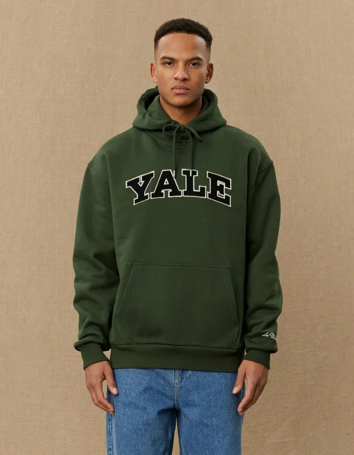 Men Yale Hoodie 8211 Duffel Bag GreenBlack Les Deux HoodiesSweatshirts