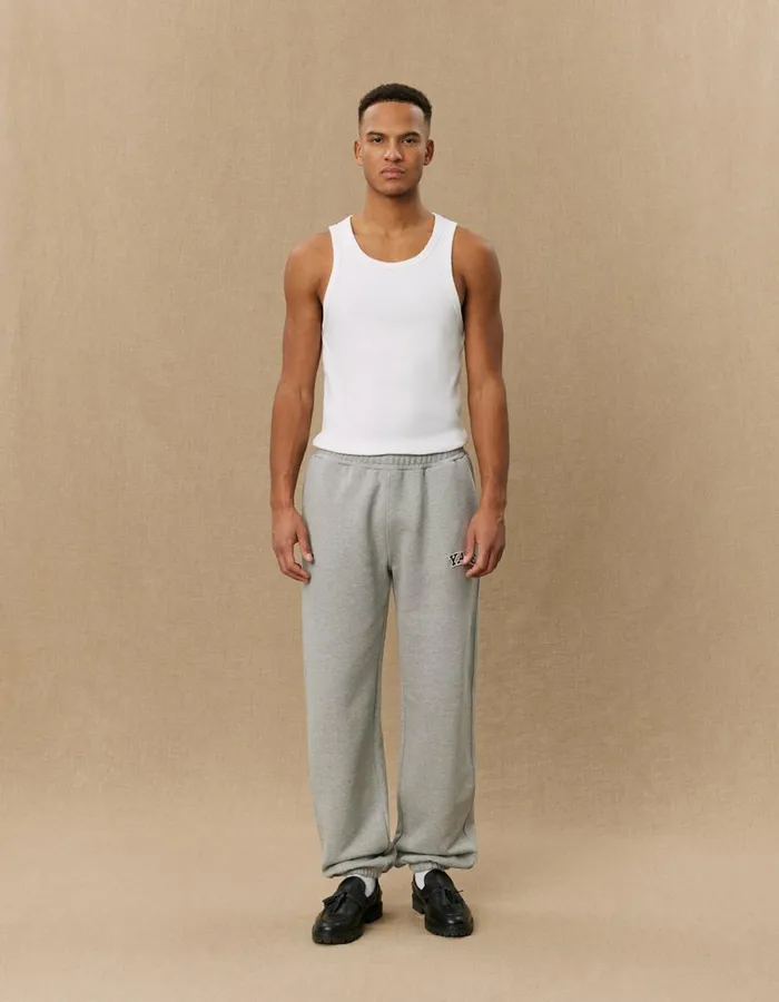 Men Yale Sweatpants 8211 Light Grey MelangeBlack Les Deux Pants
