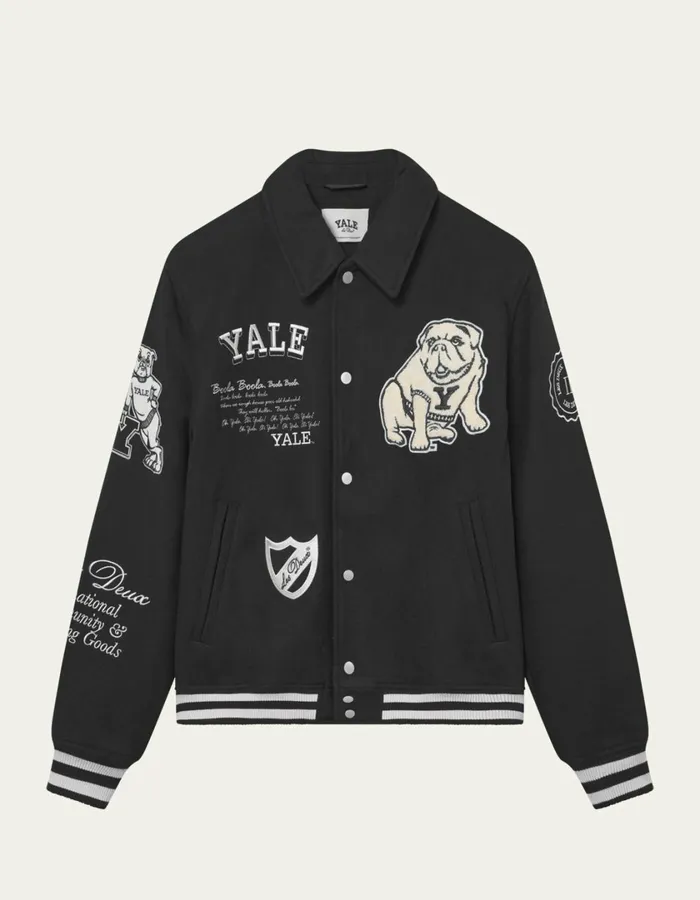 Men Yale Wool Varsity Jacket 8211 BlackBlack Les Deux JacketsCoats