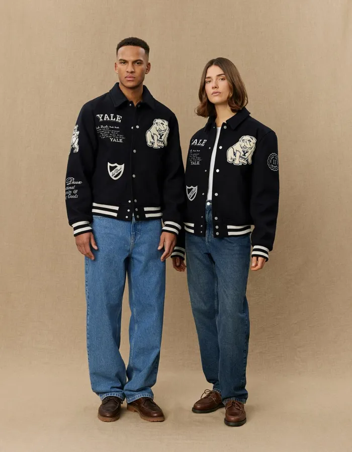 Men Yale Wool Varsity Jacket 8211 BlackBlack Les Deux JacketsCoats