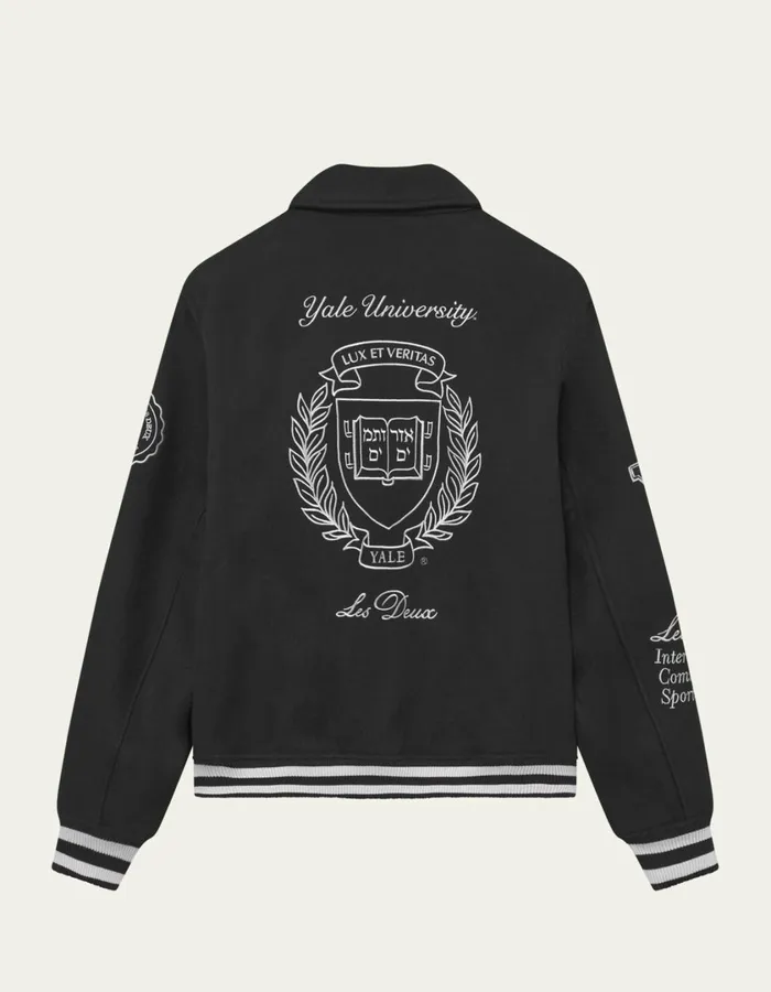 Men Yale Wool Varsity Jacket 8211 BlackBlack Les Deux JacketsCoats