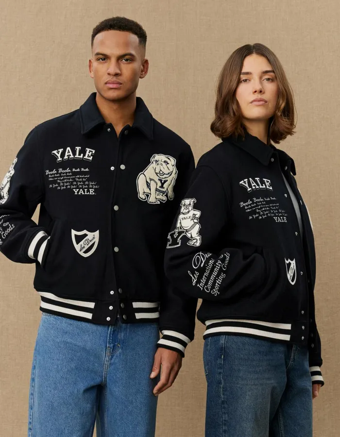 Men Yale Wool Varsity Jacket 8211 BlackBlack Les Deux JacketsCoats