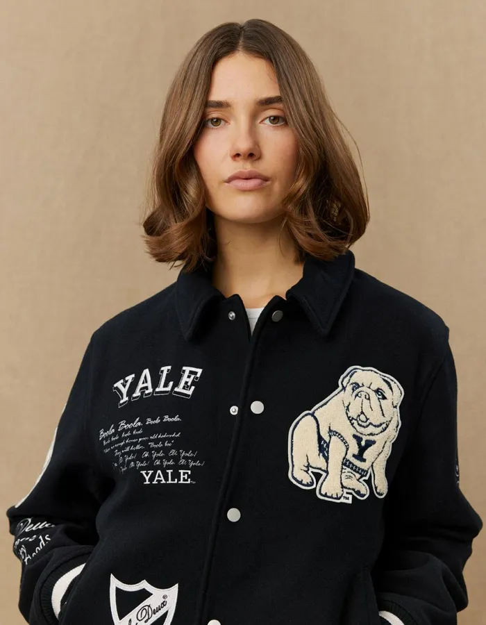 Men Yale Wool Varsity Jacket 8211 BlackBlack Les Deux JacketsCoats
