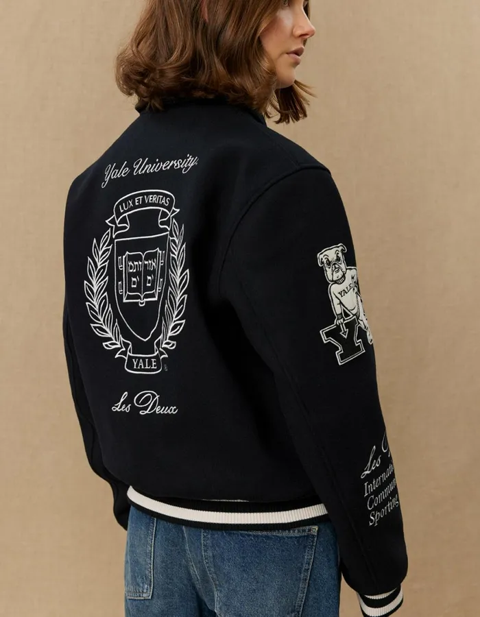 Men Yale Wool Varsity Jacket 8211 BlackBlack Les Deux JacketsCoats