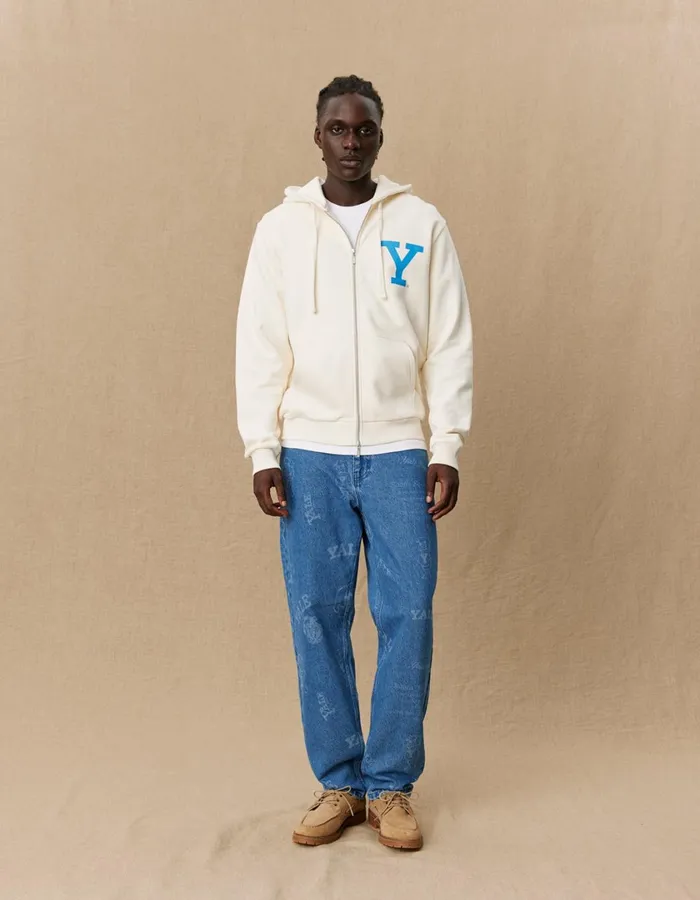 Men Yale Y Zipper Hoodie 8211 Light Ivory Les Deux HoodiesSweatshirts
