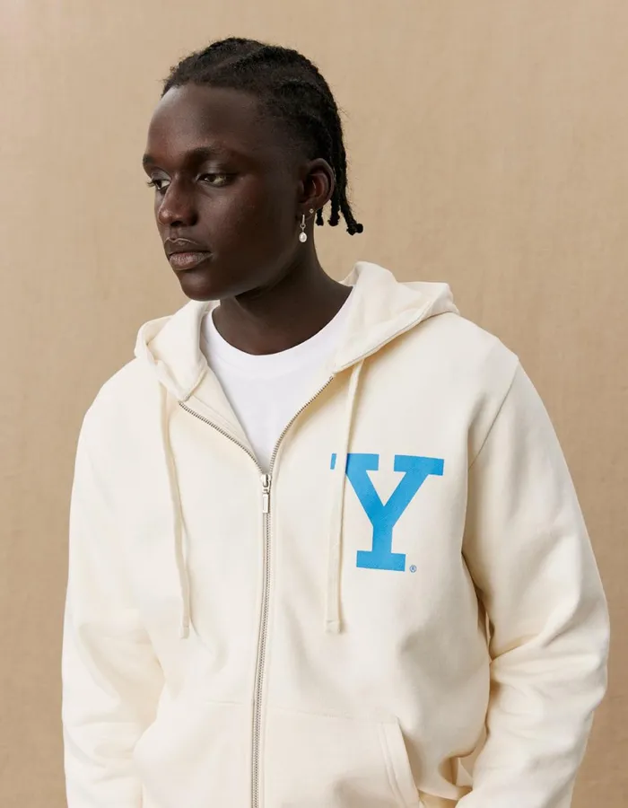 Men Yale Y Zipper Hoodie 8211 Light Ivory Les Deux HoodiesSweatshirts