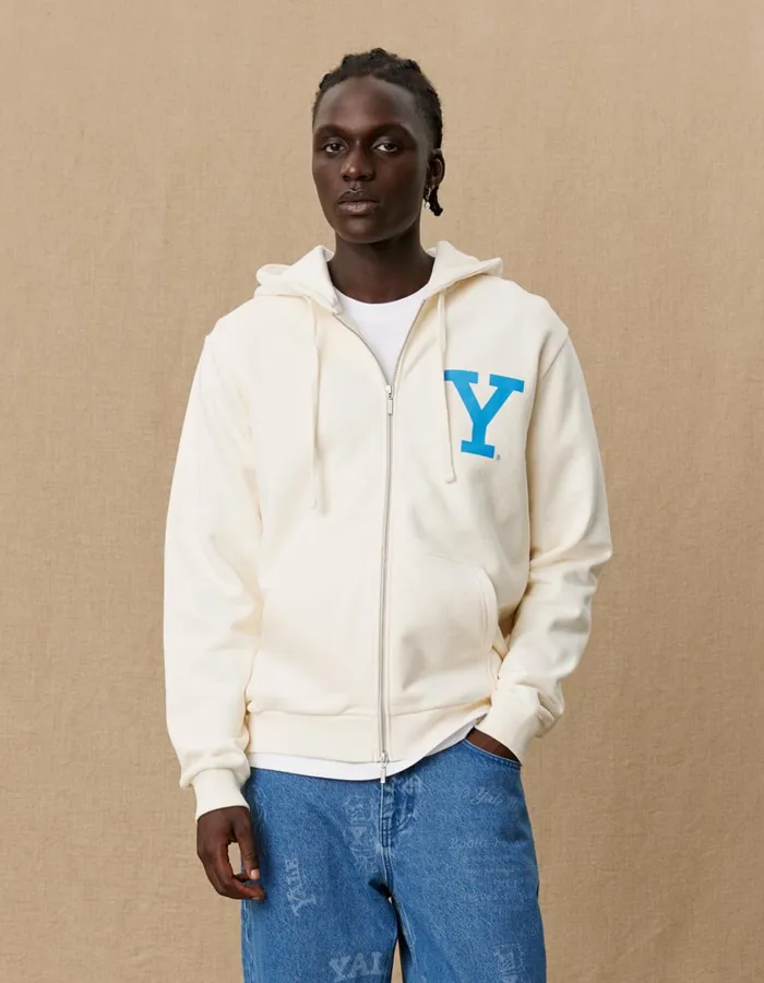 Men Yale Y Zipper Hoodie 8211 Light Ivory Les Deux HoodiesSweatshirts