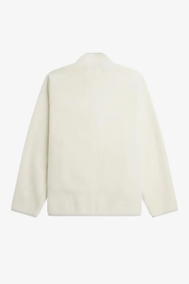 Men Zip Through Borg Fleece Ecru Fred Perry Coats and Jackets