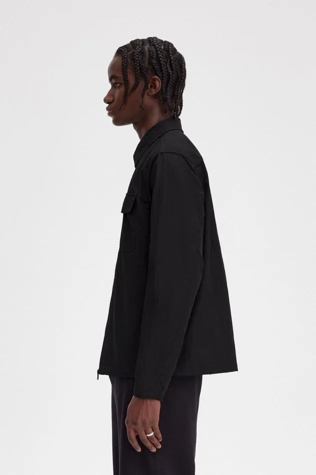 Men ZipThrough Overshirt Black Fred Perry Overshirts