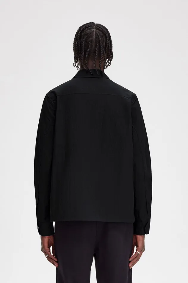 Men ZipThrough Overshirt Black Fred Perry Overshirts