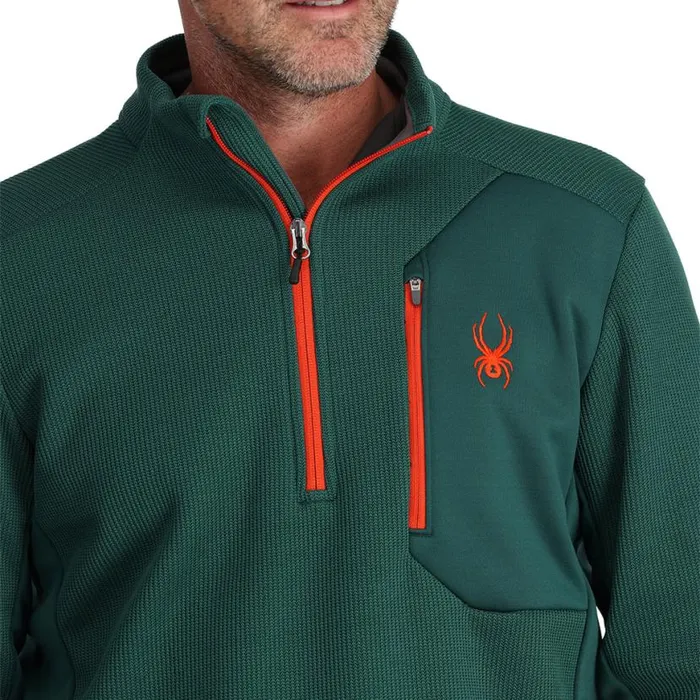 Mens Bandit Half Zip Cypress Green Spyder Fleece